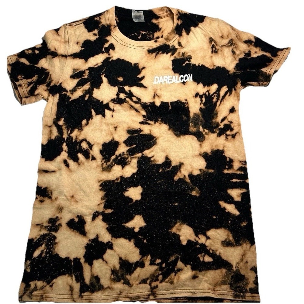 Gildan Softstyle Tie Dye T Shirt Mens Small Black Tan Acid Wash Graphic Tee(198)